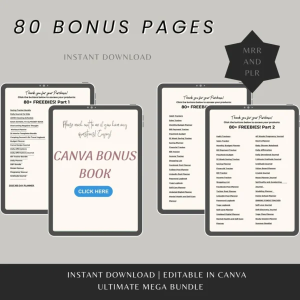 حزمة قالب Canva PLR التي تحتوي على أكثر من 7550 صفحة مع حقوق إعادة البيع الرئيسية